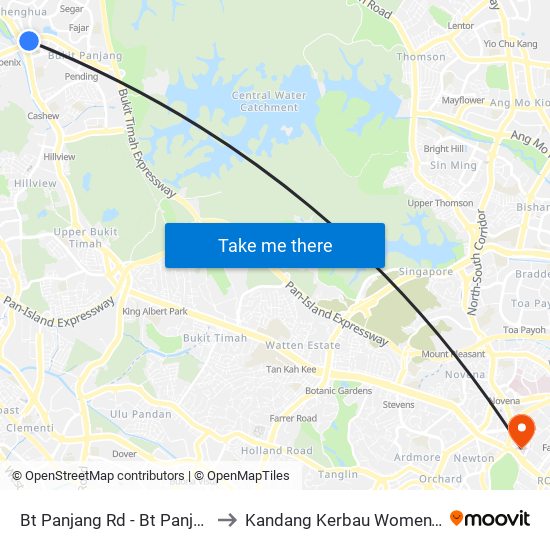 Bt Panjang Rd - Bt Panjang Stn/Blk 604 (44251) to Kandang Kerbau Women's And Children's Hospital map