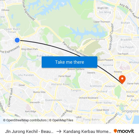 Jln Jurong Kechil - Beauty World Stn Exit C (42151) to Kandang Kerbau Women's And Children's Hospital map