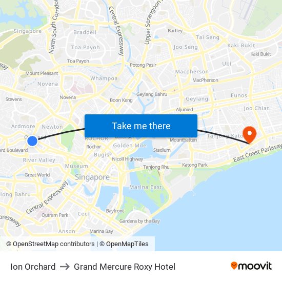 Ion Orchard to Grand Mercure Roxy Hotel map