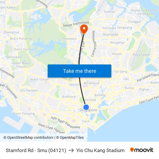 Stamford Rd - Smu (04121) to Yio Chu Kang Stadium map