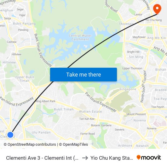 Clementi Ave 3 - Clementi Int (17009) to Yio Chu Kang Stadium map