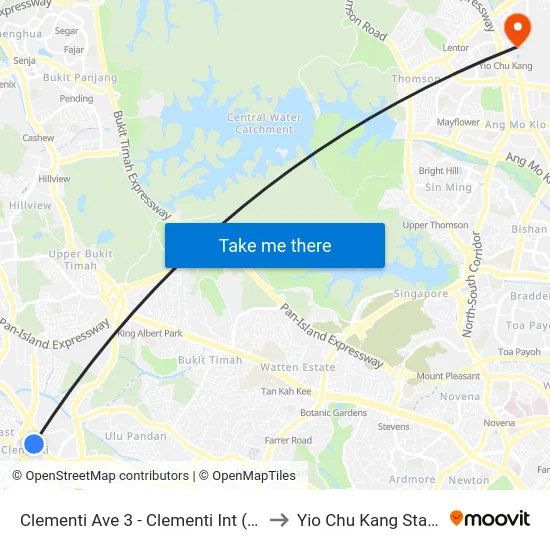 Clementi Ave 3 - Clementi Int (17009) to Yio Chu Kang Stadium map