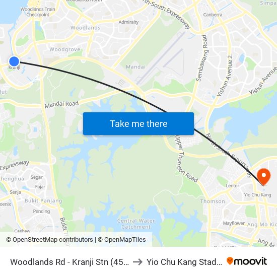 Woodlands Rd - Kranji Stn (45139) to Yio Chu Kang Stadium map