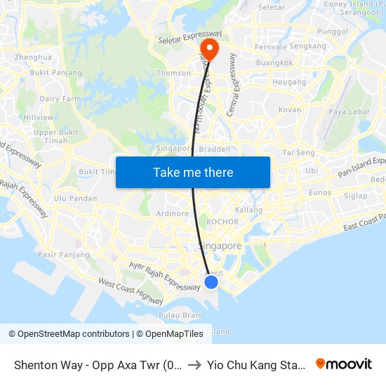 Shenton Way - Opp Axa Twr (03217) to Yio Chu Kang Stadium map