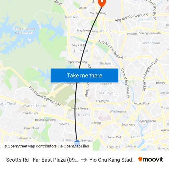 Scotts Rd - Far East Plaza (09219) to Yio Chu Kang Stadium map