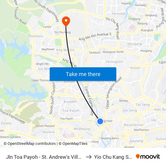 Jln Toa Payoh - St. Andrew's Village (60081) to Yio Chu Kang Stadium map