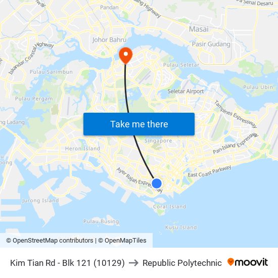 Kim Tian Rd - Blk 121 (10129) to Republic Polytechnic map