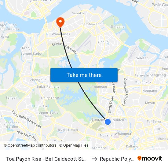 Toa Payoh Rise - Bef Caldecott Stn/Savh (52241) to Republic Polytechnic map