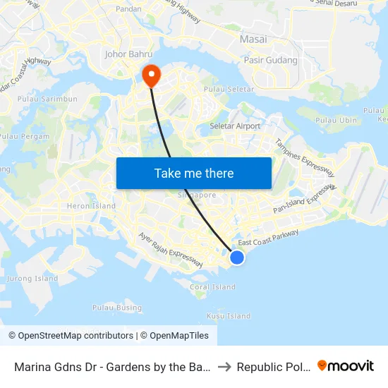 Marina Gdns Dr - Gardens by the Bay Stn Exit 1 (03369) to Republic Polytechnic map