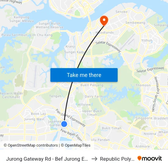 Jurong Gateway Rd - Bef Jurong East Stn (28211) to Republic Polytechnic map