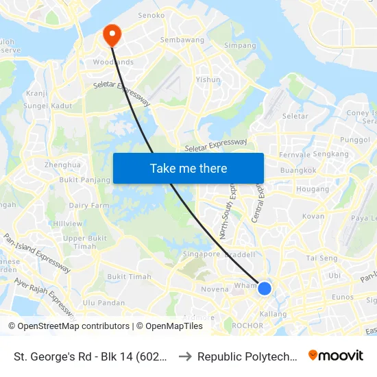 St. George's Rd - Blk 14 (60249) to Republic Polytechnic map