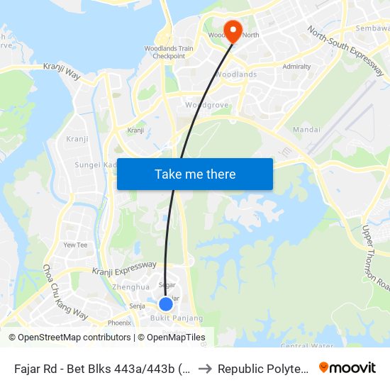 Fajar Rd - Bet Blks 443a/443b (44349) to Republic Polytechnic map