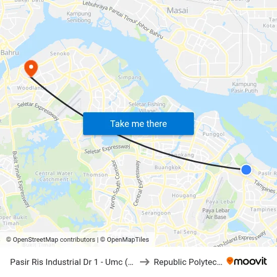 Pasir Ris Industrial Dr 1 - Umc (77041) to Republic Polytechnic map