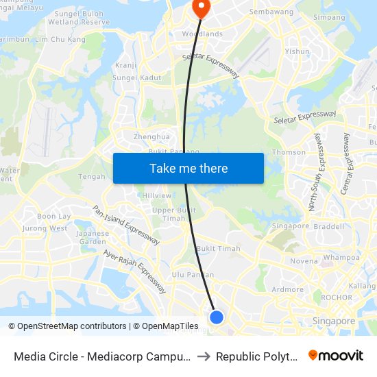 Media Circle - Mediacorp Campus (18201) to Republic Polytechnic map