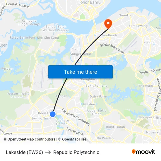 Lakeside (EW26) to Republic Polytechnic map