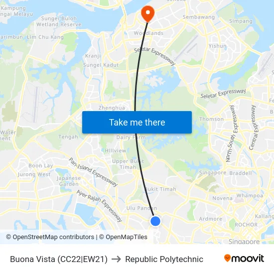 Buona Vista (CC22|EW21) to Republic Polytechnic map
