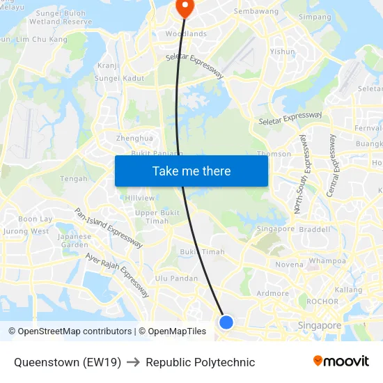 Queenstown (EW19) to Republic Polytechnic map