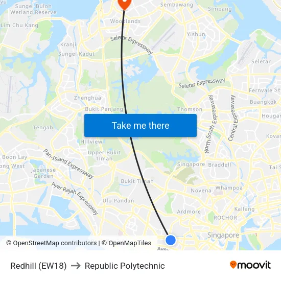 Redhill (EW18) to Republic Polytechnic map