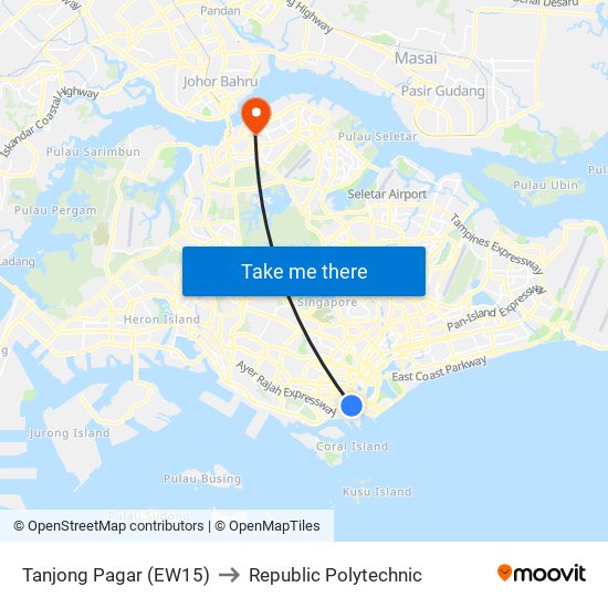 Tanjong Pagar (EW15) to Republic Polytechnic map