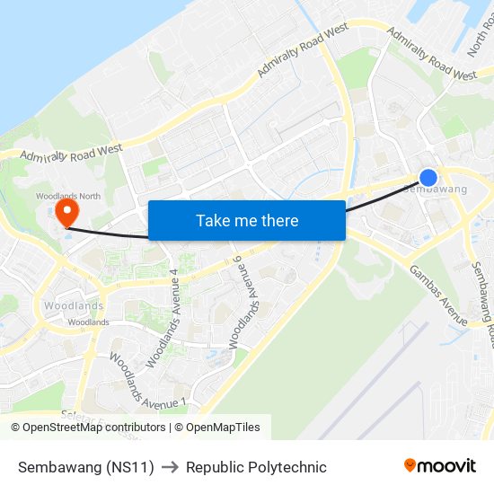 Sembawang (NS11) to Republic Polytechnic map