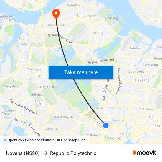 Novena (NS20) to Republic Polytechnic map