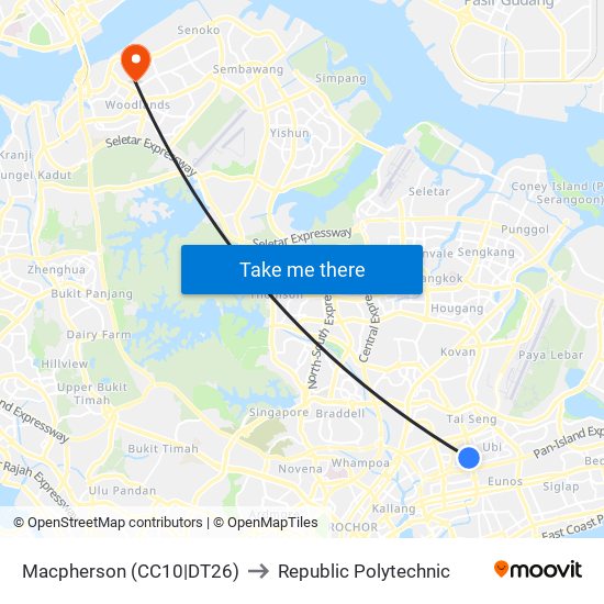 Macpherson (CC10|DT26) to Republic Polytechnic map