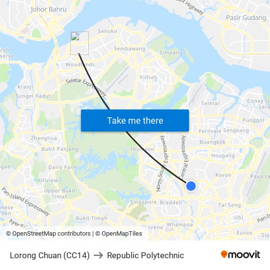 Lorong Chuan (CC14) to Republic Polytechnic map