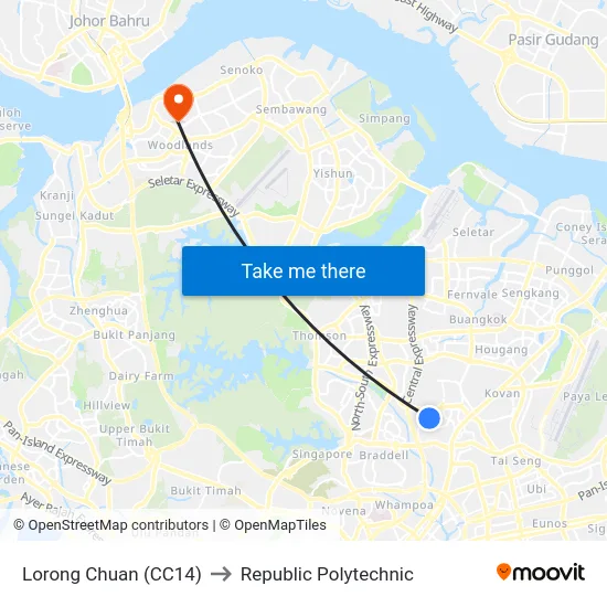 Lorong Chuan (CC14) to Republic Polytechnic map