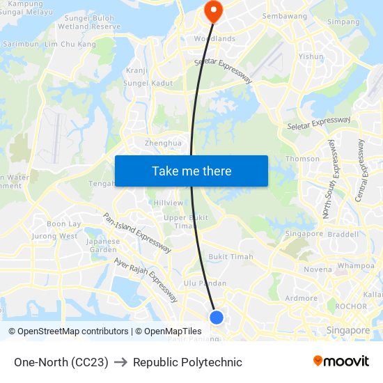 One-North (CC23) to Republic Polytechnic map
