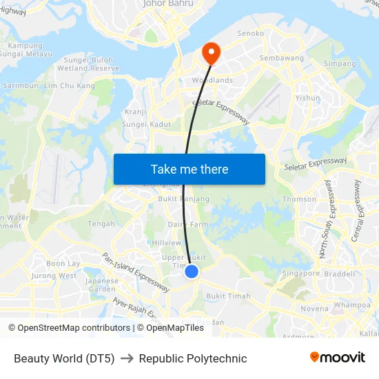 Beauty World (DT5) to Republic Polytechnic map