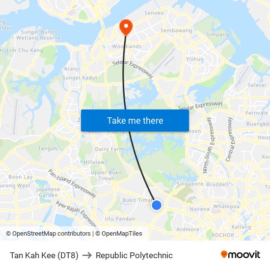 Tan Kah Kee (DT8) to Republic Polytechnic map