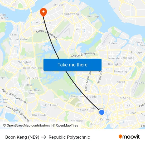 Boon Keng (NE9) to Republic Polytechnic map