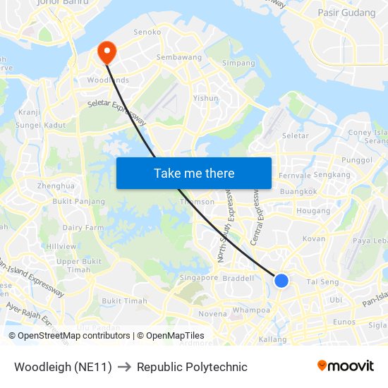 Woodleigh (NE11) to Republic Polytechnic map