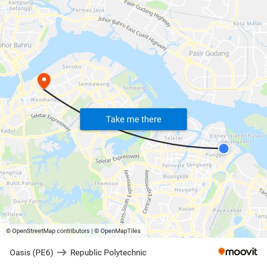 Oasis (PE6) to Republic Polytechnic map