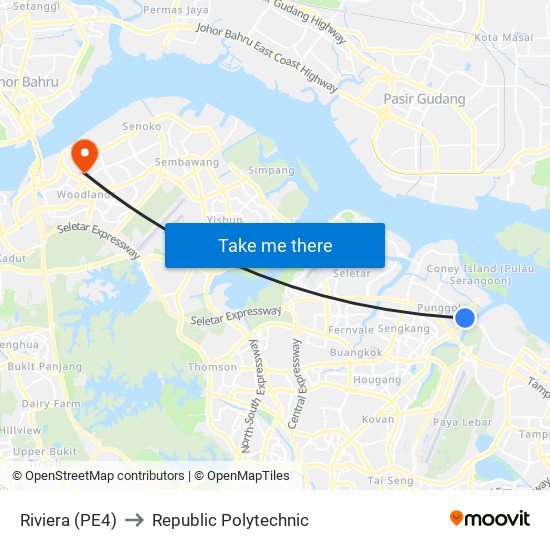 Riviera (PE4) to Republic Polytechnic map