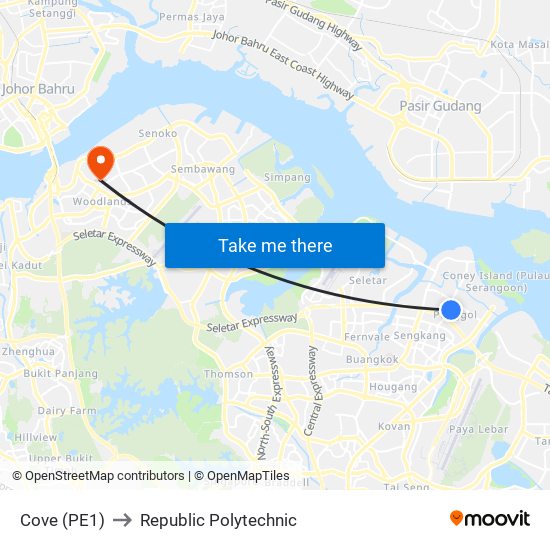 Cove (PE1) to Republic Polytechnic map