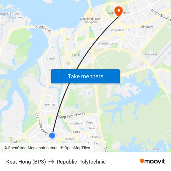 Keat Hong (BP3) to Republic Polytechnic map