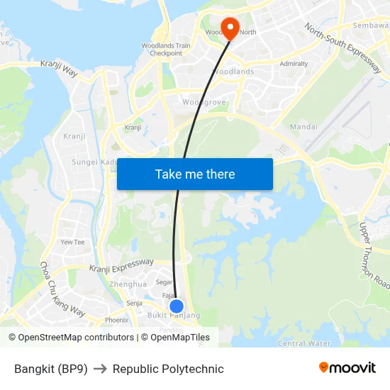 Bangkit (BP9) to Republic Polytechnic map