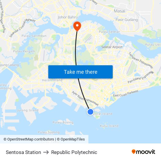Sentosa Station to Republic Polytechnic map