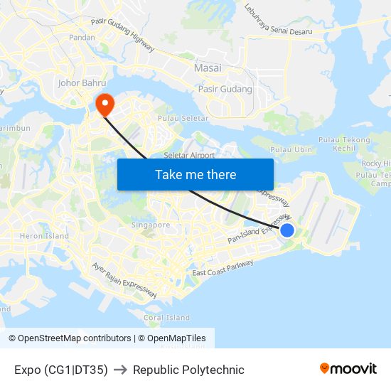 Expo (CG1|DT35) to Republic Polytechnic map