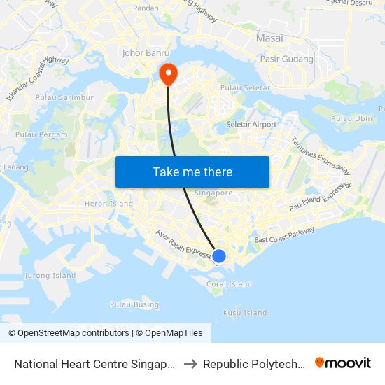National Heart Centre Singapore to Republic Polytechnic map