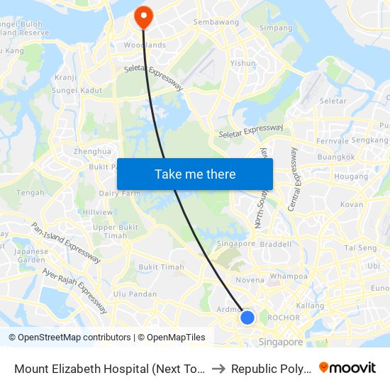 Mount Elizabeth Hospital (Next To Car Park Exit) to Republic Polytechnic map