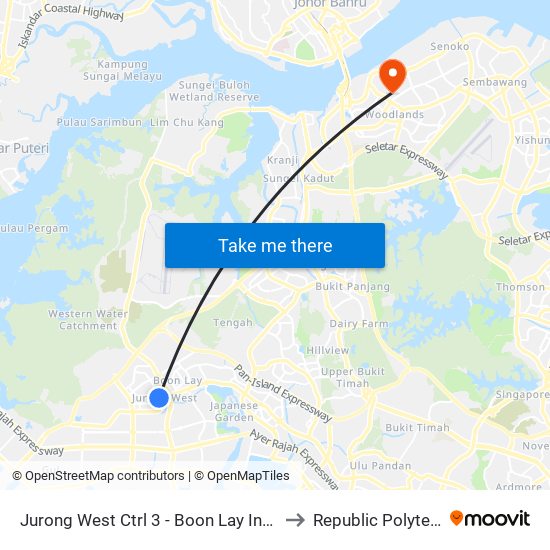 Jurong West Ctrl 3 - Boon Lay Int (22009) to Republic Polytechnic map