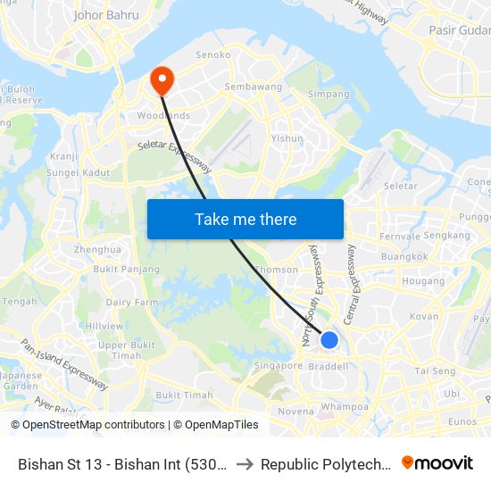 Bishan St 13 - Bishan Int (53009) to Republic Polytechnic map