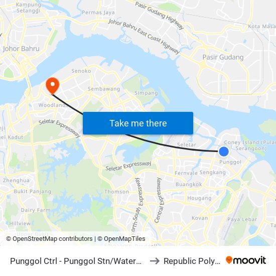 Punggol Ctrl - Punggol Stn/Waterway Pt (65251) to Republic Polytechnic map