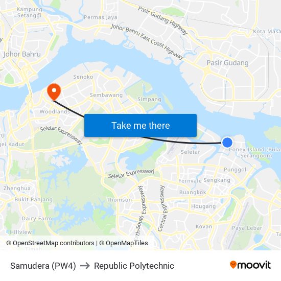 Samudera (PW4) to Republic Polytechnic map