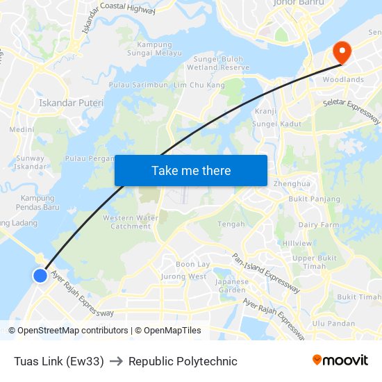 Tuas Link (Ew33) to Republic Polytechnic map