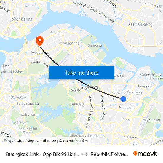 Buangkok Link - Opp Blk 991b (66569) to Republic Polytechnic map