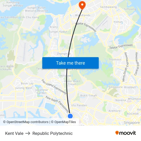 Kent Vale to Republic Polytechnic map