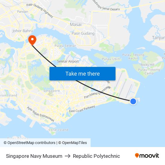 Singapore Navy Museum to Republic Polytechnic map